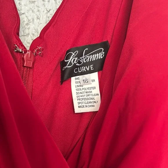 La Femme High Low Red Dress with side opening. Be the Lady In Red & Have Fun